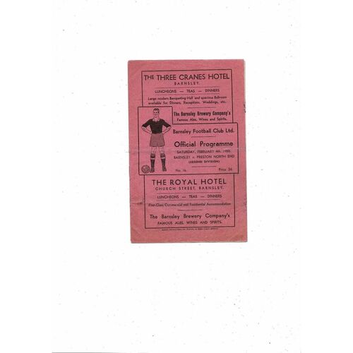 1949/50 Barnsley v Preston Football Programme