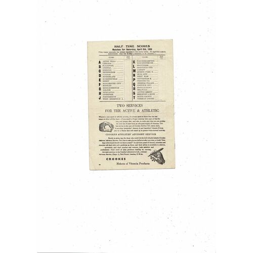 1949/50 Charlton Athletic v Stoke City Football Programme - 8th April