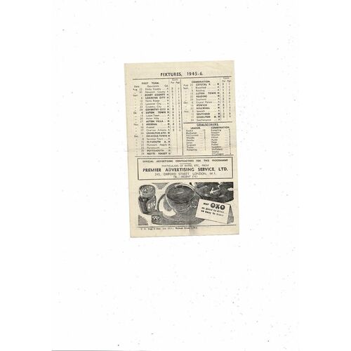 1945/46 Fulham v Charlton Athletic Football Programme