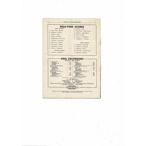 1951/52 Arsenal v Middlesbrough Football Programme