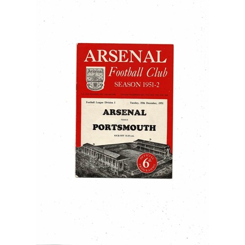 1951/52 Arsenal v Portsmouth Football Programme
