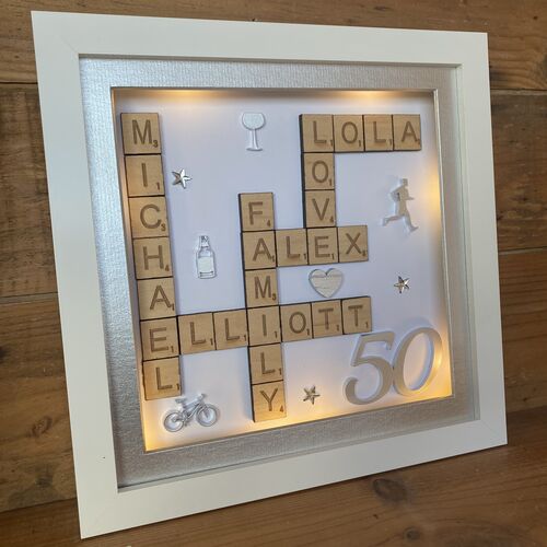 Birthday Scrabble Name Box Frame