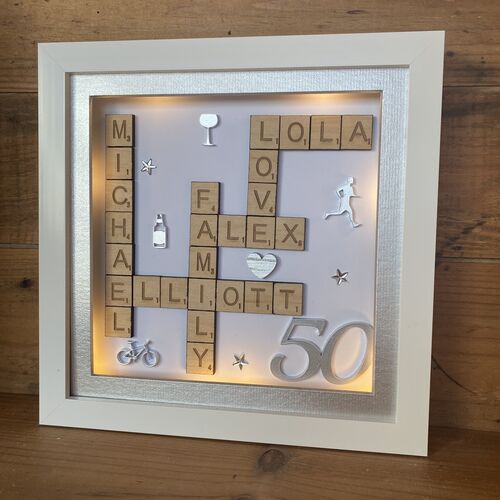 Birthday Scrabble Name Box Frame