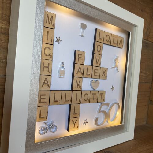Birthday Scrabble Name Box Frame