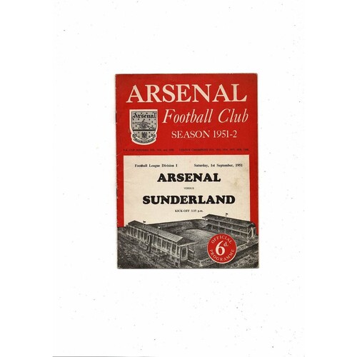 1951/52 Arsenal v Sunderland Football Programme