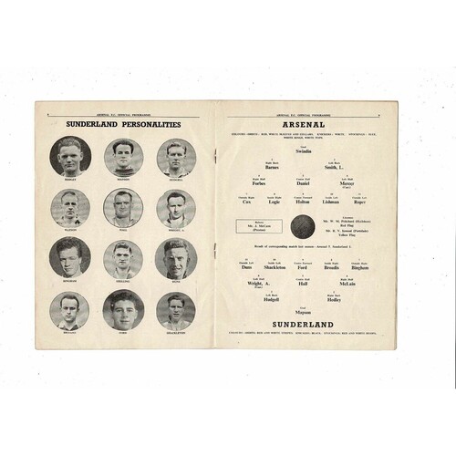 1951/52 Arsenal v Sunderland Football Programme