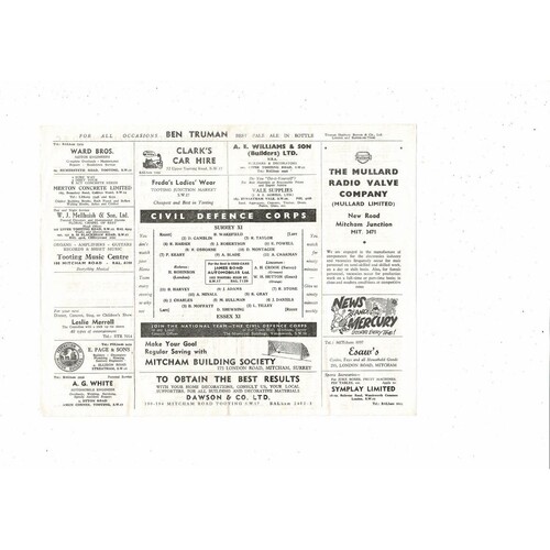 Surrey v Essex Southern Counties Championship Football Programme 1964/65
