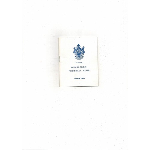 1966/67 Wimbledon v Hereford United Football Programme
