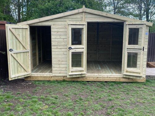 #SHA036 14x10 Apex Summer House Combi