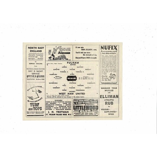 1947/48 Fulham v West Ham United Football Programme