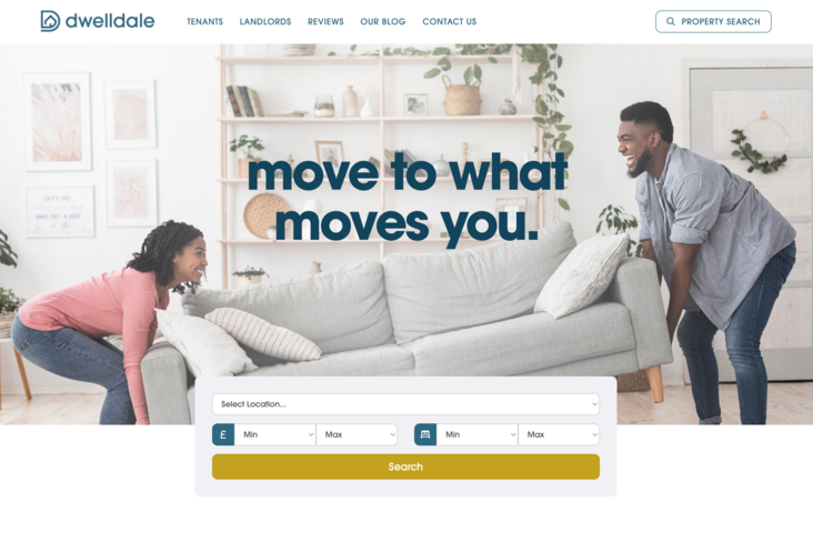 Blue and grey property website design