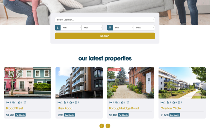 Blue and grey property website design