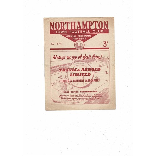 1954/55 Northampton Town v Brentford Football Programme