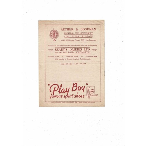 1954/55 Northampton Town v Brentford Football Programme