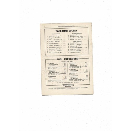 1952/53 Arsenal v Cardiff City Football Programme