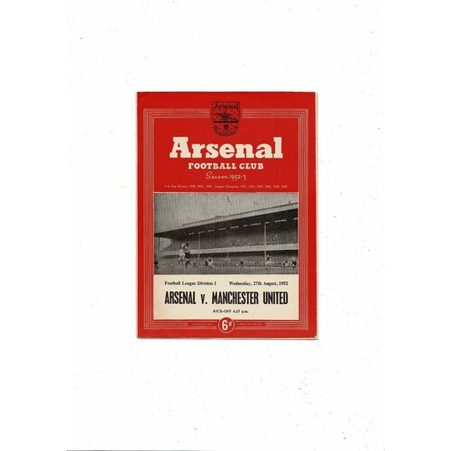 1952/53 Arsenal v Manchester United Football Programme