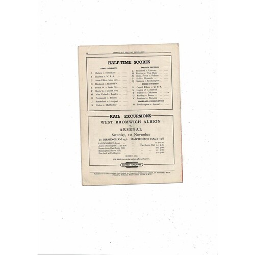 1952/53 Arsenal v Portsmouth Football Programme