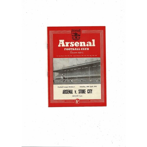 1952/53 Arsenal v Stoke City Football Programme