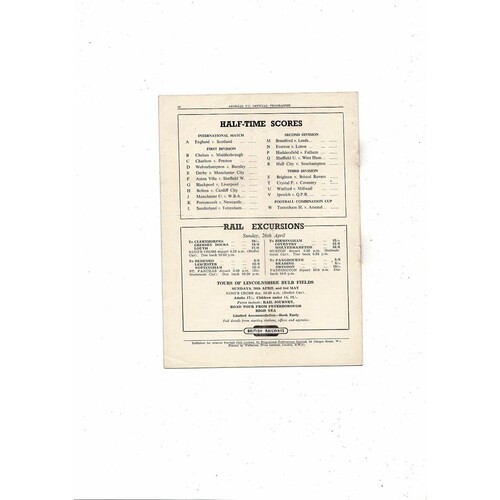 1952/53 Arsenal v Stoke City Football Programme