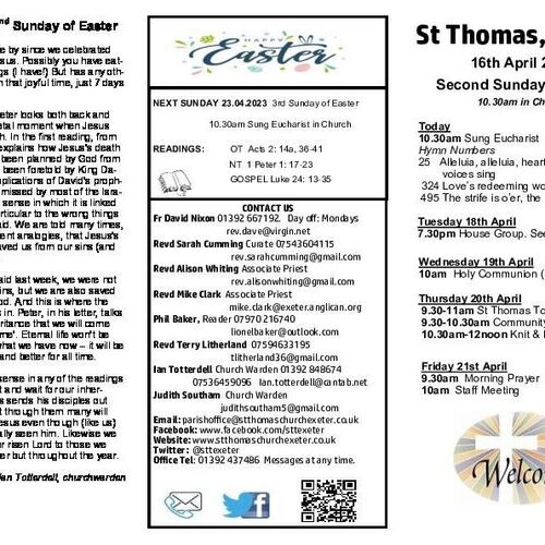 Pew Sheet | The Parish of St Thomas, Exeter