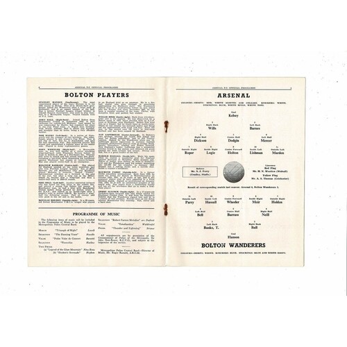 1953/54 Arsenal v Bolton Wanderers Football Programme