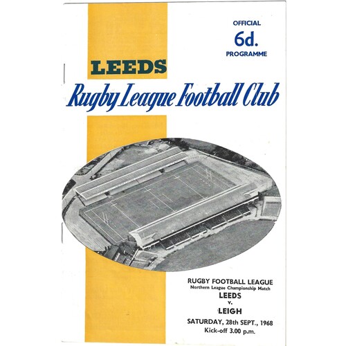 1968/69 Leeds v Leigh (28/09/1968) Rugby League Programme