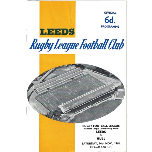 1968/69 Leeds v Hull (16/11/1968) Rugby League Programme