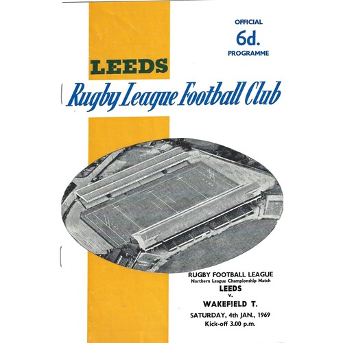 1968/69 Leeds v Wakefield Trinity (04/01/1969) Rugby League Programme
