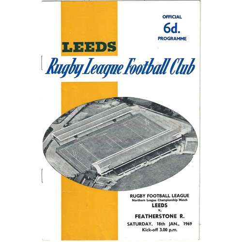 1968/69 Leeds v Featherstone Rovers (18/01/1969) Rugby League Programme