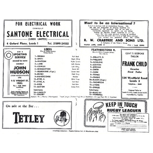 1968/69 Leeds v Featherstone Rovers (18/01/1969) Rugby League Programme