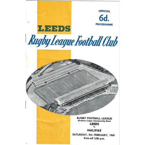 1968/69 Leeds v Halifax (08/02/1969) Rugby League Programme