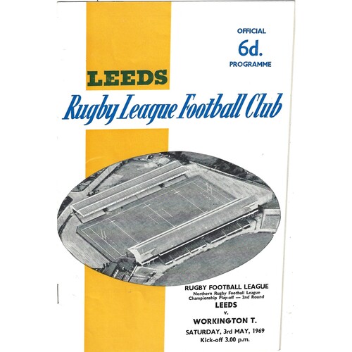 1968/69 Leeds v Workington Town (03/05/1969) Northern Rugby Football League Championship Play-off, Second round Rugby League Programme