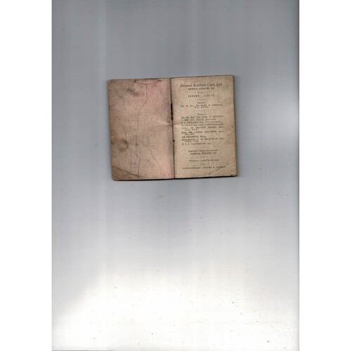 Arsenal Football Handbook 1937/38