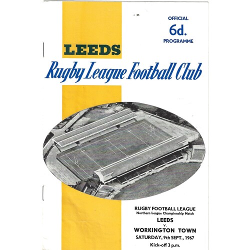 1967/68 Leeds v Workington Town (09/09/1967) Rugby League Programme
