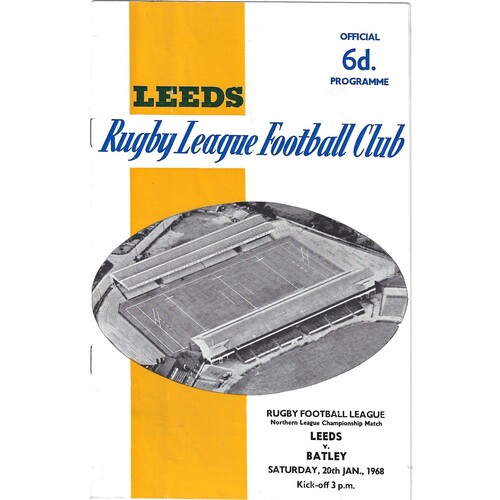 1967/68 Leeds v Batley (20/01/1968) Rugby League Programme