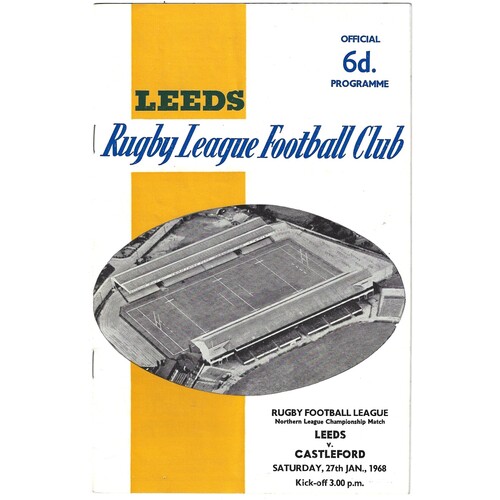 1967/68 Leeds v Castleford (27/01/1968) Rugby League Programme