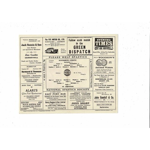 1960/61 Dunfermline Athletic v St Johnstone Football Programme