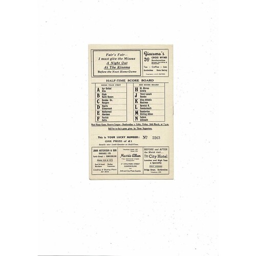 1960/61 Dunfermline Athletic v St Johnstone Football Programme