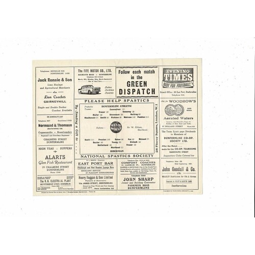 1960/61 Dunfermline Athletic v Hibernian Football Programme