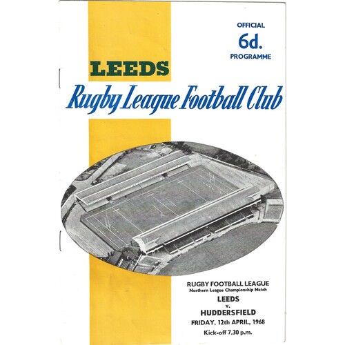 1967/68 Leeds v Huddersfield (12/04/1968) Rugby League Programme