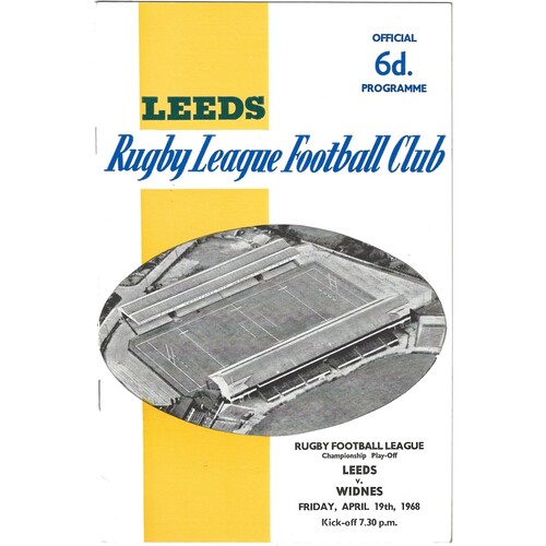 1967/68 Leeds v Widnes (19/04/1968) Rugby Football League Championship Play-Off Rugby League Programme