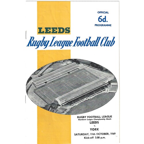1969/70 Leeds v York (11/10/1969) Rugby League Programme