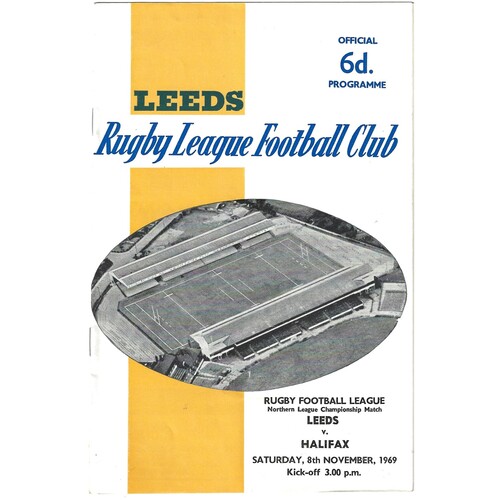 1969/70 Leeds v Halifax (08/11/1969) Rugby League Programme