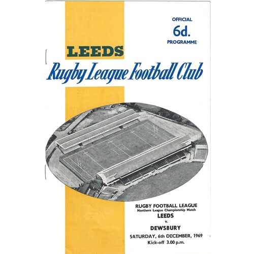 1969/70 Leeds v Dewsbury (06/12/1969) Rugby League Programme