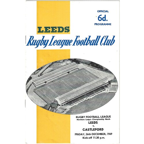 1969/70 Leeds v Castleford (26/12/1969) Rugby League Programme