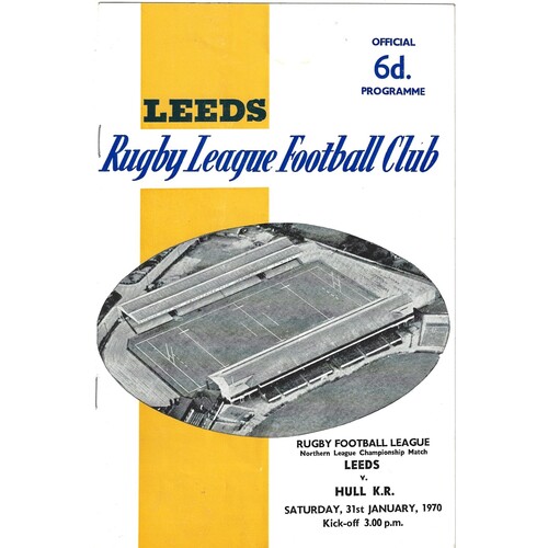 1969/70 Leeds v Hull Kingston Rovers (31/01/1970) Rugby League Programme