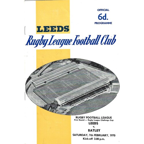 1969/70 Leeds v Batley (07/02/1970) Rugby League Challenge Cup, First Round Rugby League Programme