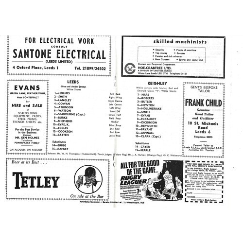 1969/70 Leeds v Keighley (28/02/1970) Rugby League Programme