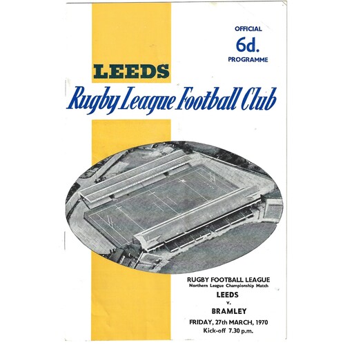 1969/70 Leeds v Bramley (27/03/1970) Rugby League Programme