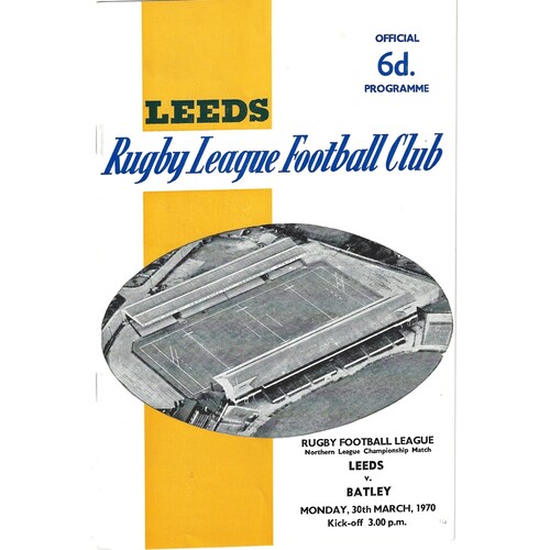 1969/70 Leeds v Batley (30/03/1970) Rugby League Programme